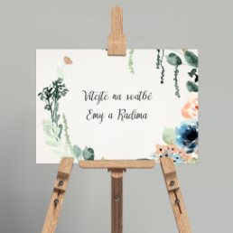 Svatební uvítací karta ve formátu A3. Blesková tvorba. - Watercolor floral